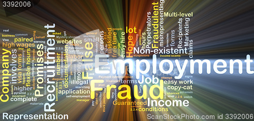 Image of Employment fraud background concept glowing