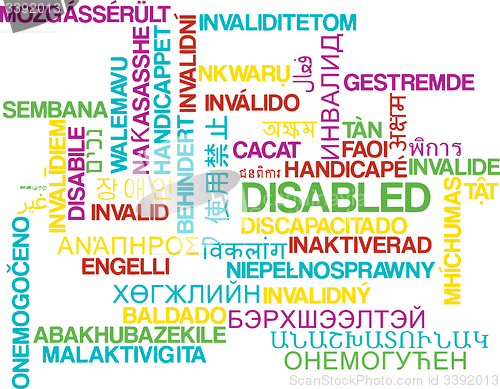 Image of Disabled multilanguage wordcloud background concept