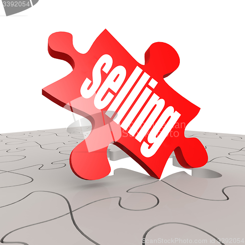 Image of Selling word with puzzle background
