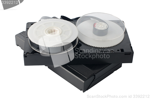 Image of Two videotapes and reel