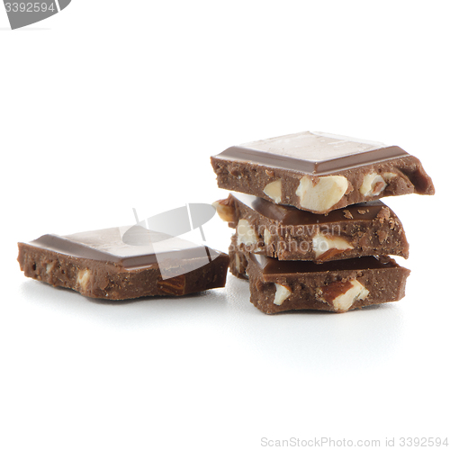 Image of Closeup detail of chocolate with almods parts