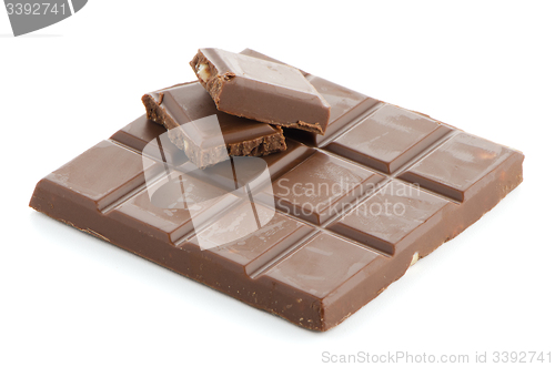 Image of Closeup detail of chocolate with almods parts