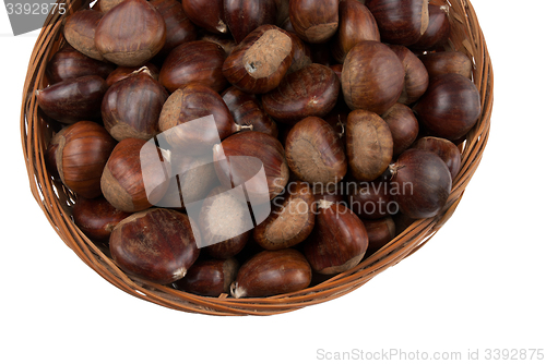 Image of Wicker basket with chestnuts