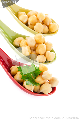 Image of chickpeas over spoons