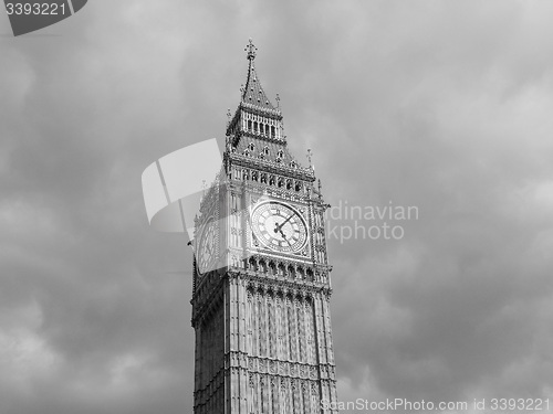 Image of Black and white Big Ben in London