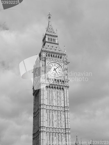 Image of Black and white Big Ben in London