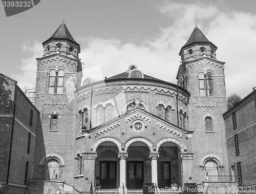 Image of Black and white Abbey Road church in London