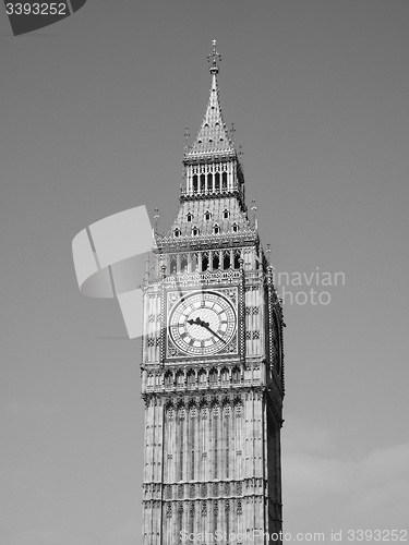 Image of Black and white Big Ben in London