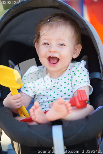 Image of portrait of baby in carriage