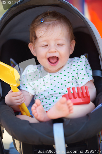 Image of portrait of baby in carriage