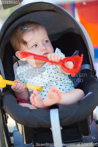 Image of portrait of baby in carriage