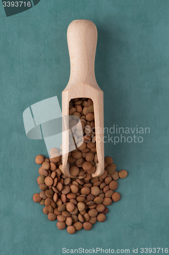 Image of Wooden scoop with lentils