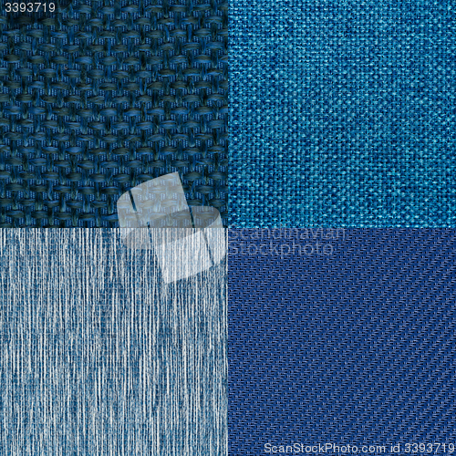 Image of Set of blue fabric samples