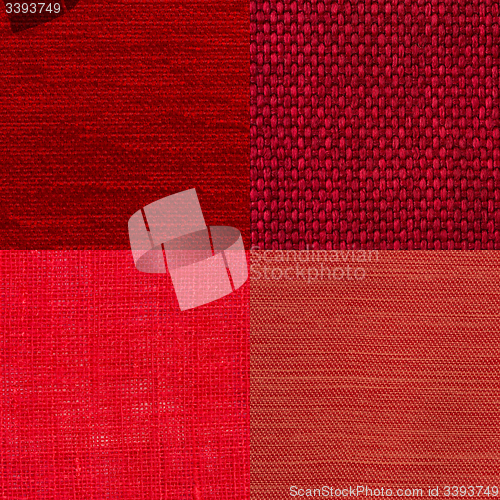 Image of Set of red fabric samples