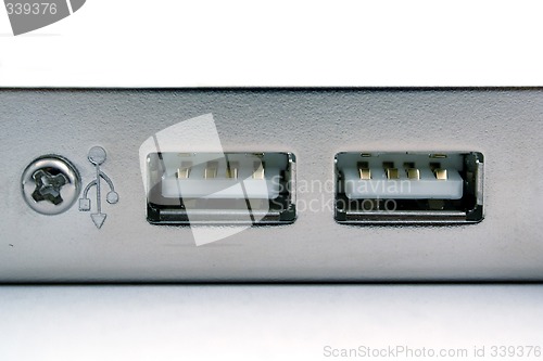 Image of two port of the usb close up. isolated on a white background.