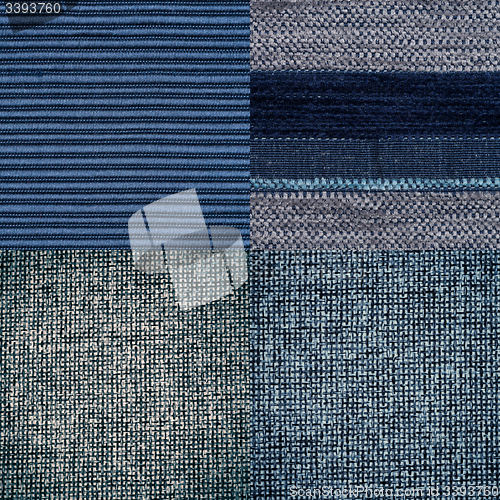 Image of Set of blue fabric samples