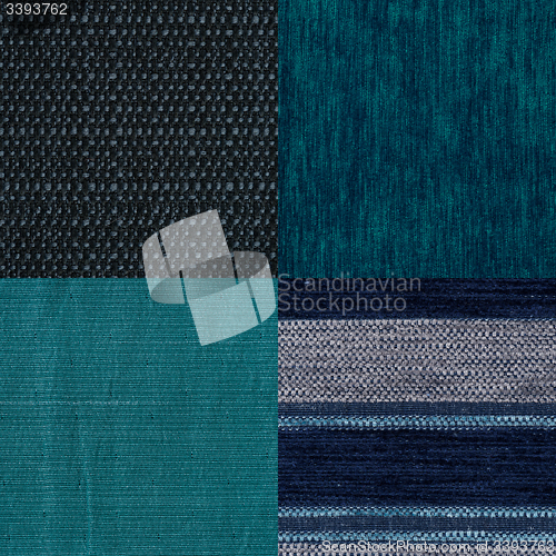 Image of Set of blue fabric samples