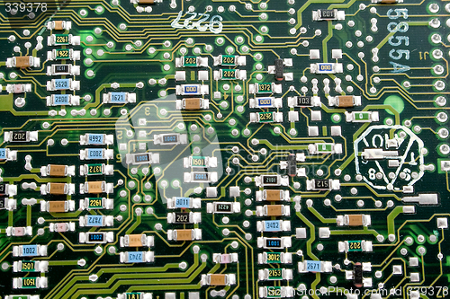 Image of Fragment of an old computer board. A background