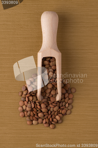 Image of Wooden scoop with lentils