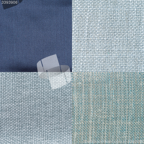 Image of Set of blue fabric samples