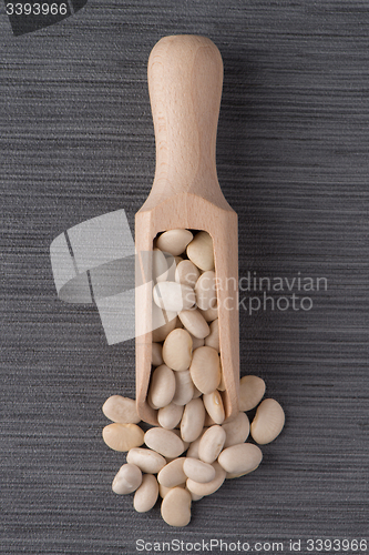 Image of Wooden scoop with white beans