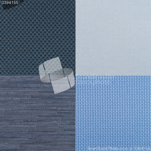 Image of Set of blue fabric samples