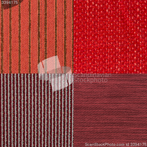 Image of Set of red fabric samples