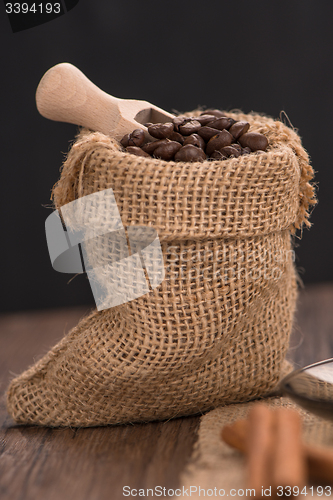 Image of Coffee on burlap sack