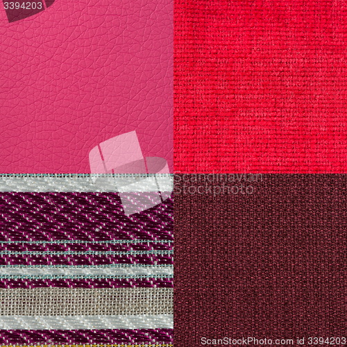 Image of Set of pink fabric samples