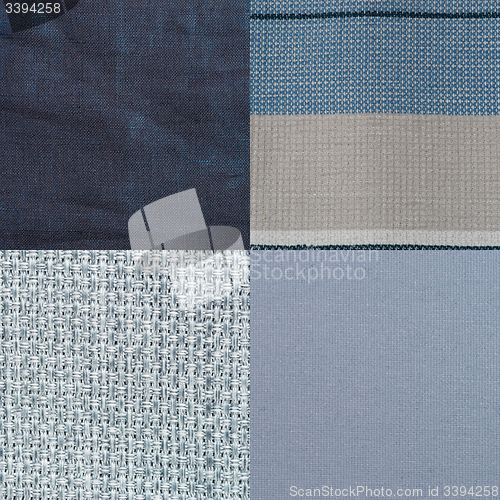 Image of Set of blue fabric samples