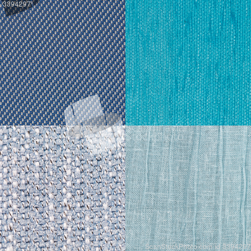 Image of Set of blue fabric samples