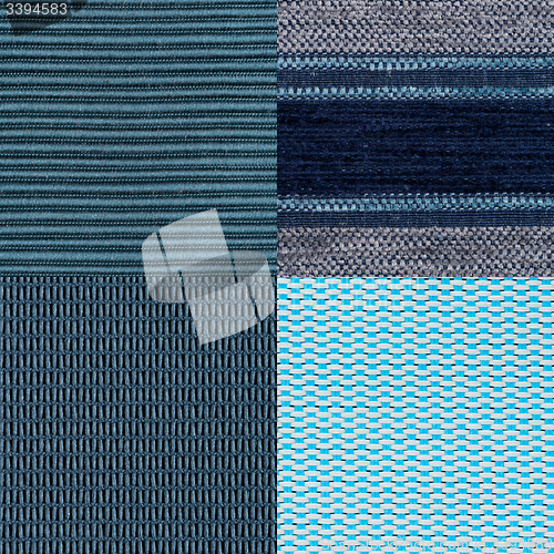 Image of Set of blue fabric samples