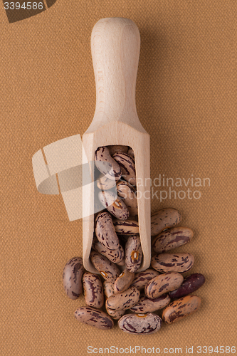 Image of Wooden scoop with pinto beans