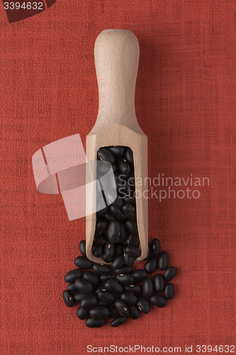 Image of Wooden scoop with black beans