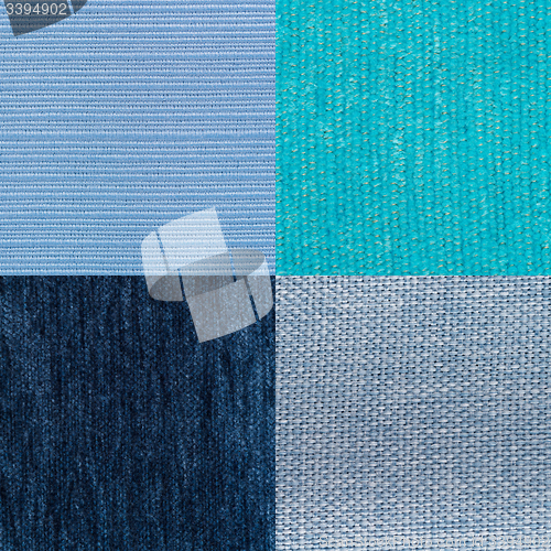 Image of Set of blue fabric samples