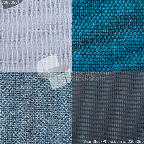 Image of Set of blue fabric samples