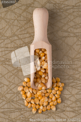 Image of Wooden scoop with corn