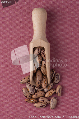 Image of Wooden scoop with pinto beans