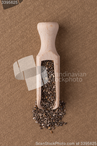 Image of Wooden scoop with chia seeds