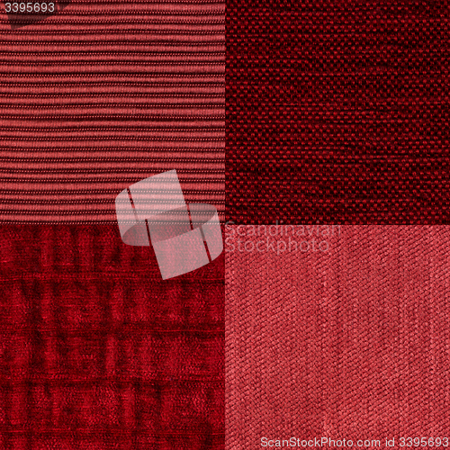 Image of Set of red fabric samples