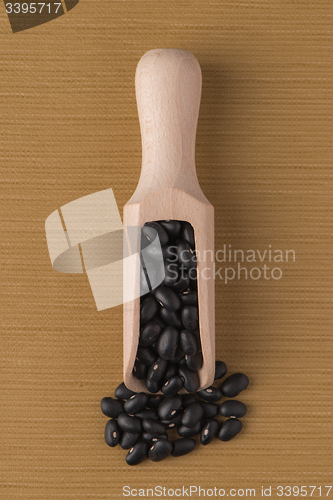 Image of Wooden scoop with black beans