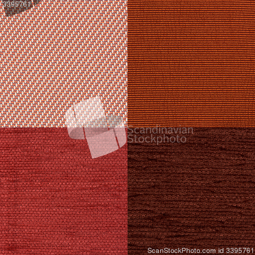 Image of Set of red fabric samples