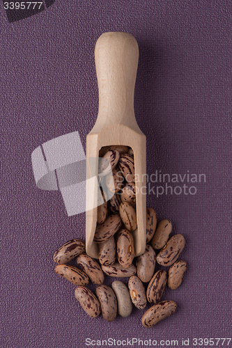 Image of Wooden scoop with pinto beans