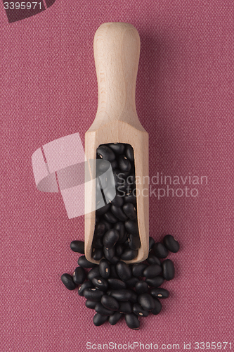 Image of Wooden scoop with black beans