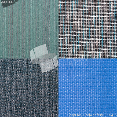 Image of Set of blue fabric samples