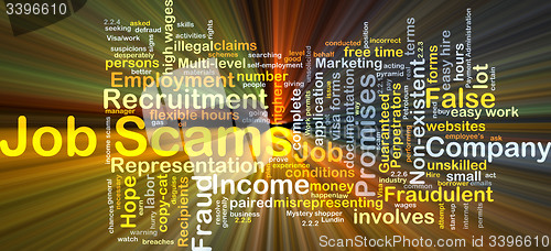 Image of Job scams background concept glowing