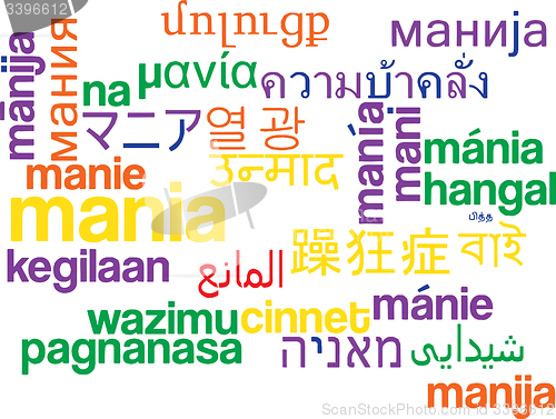 Image of Mania multilanguage wordcloud background concept