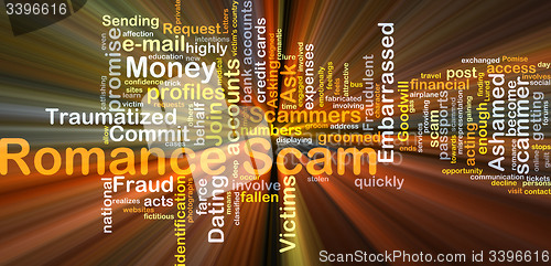 Image of Romance scam background concept glowing