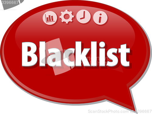 Image of Blacklist   Business term speech bubble illustration