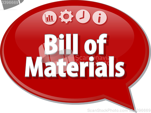 Image of Bill of Materials Business term speech bubble illustration